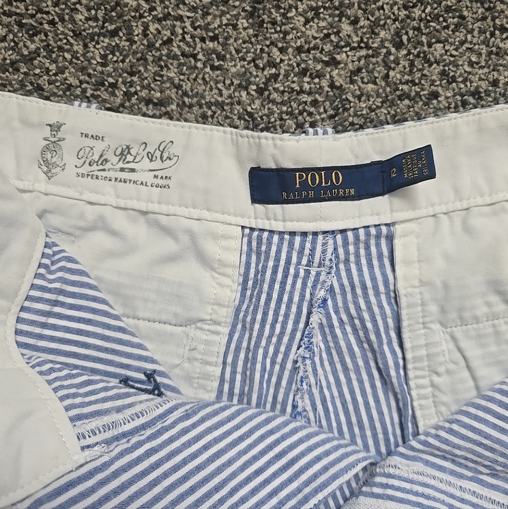 POLO by Ralph Lauren Seersucker Shorts With Embroidered RL Anchors, Size 12 - Picture 4 of 8